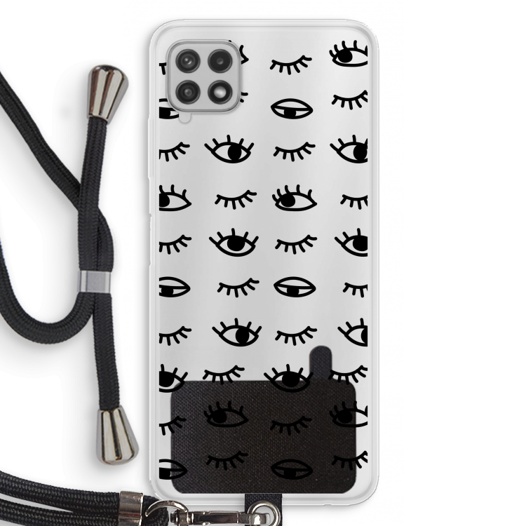 Eye pattern #2: Samsung Galaxy A22 4G Transparant Hoesje met koord
