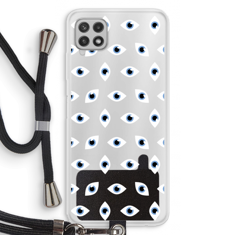 Eyes pattern: Samsung Galaxy A22 4G Transparant Hoesje met koord