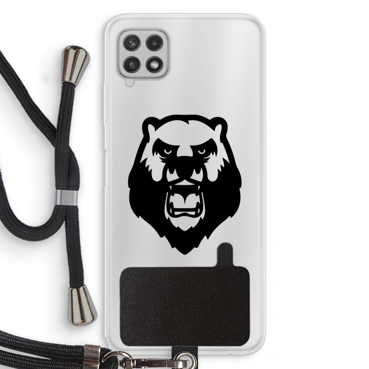 Angry Bear (black): Samsung Galaxy A22 4G Transparant Hoesje met koord