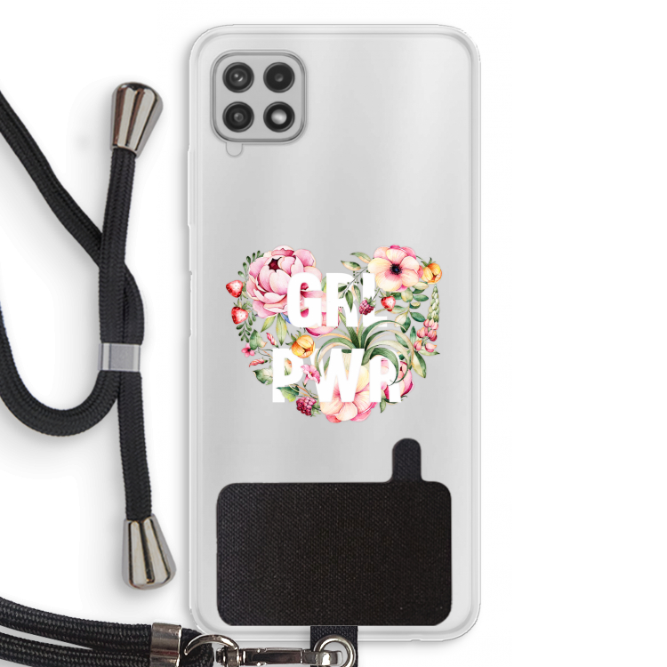 GRL PWR Flower: Samsung Galaxy A22 4G Transparant Hoesje met koord