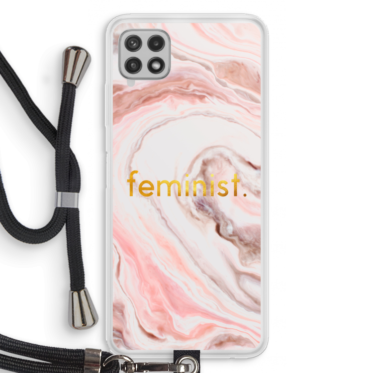 Feminist: Samsung Galaxy A22 4G Transparant Hoesje met koord