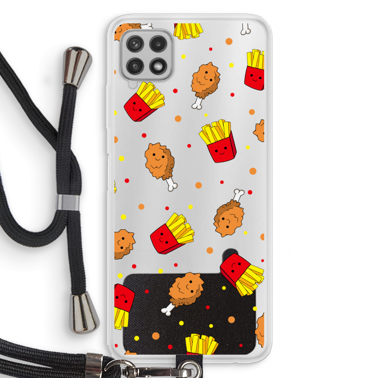Chicken 'n Fries: Samsung Galaxy A22 4G Transparant Hoesje met koord