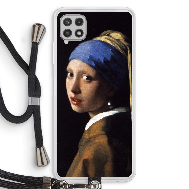 The Pearl Earring: Samsung Galaxy A22 4G Transparant Hoesje met koord