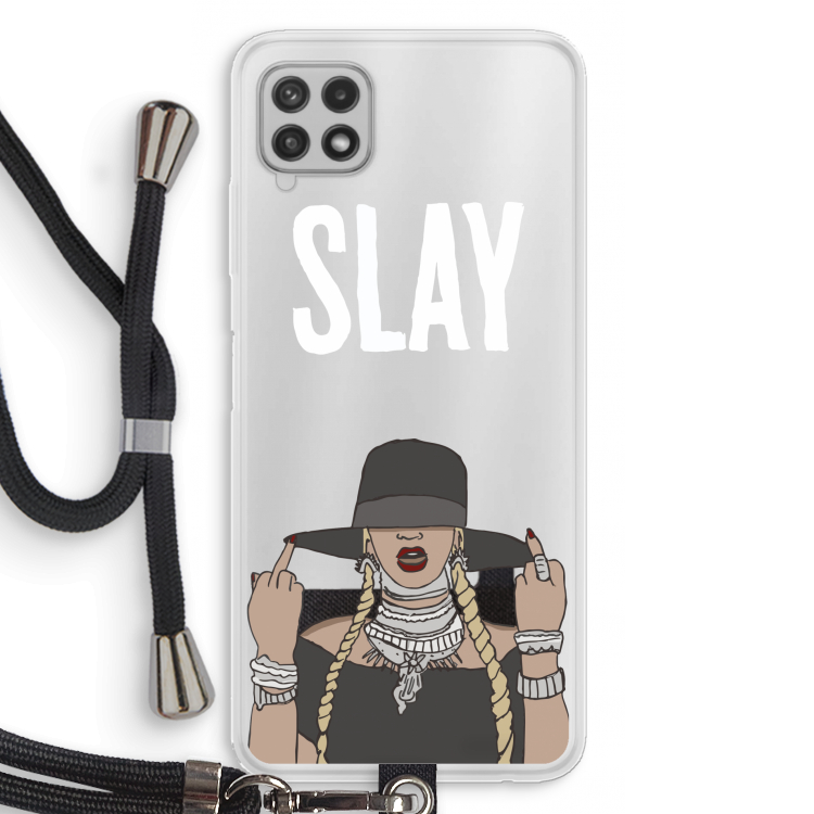 Slay All Day: Samsung Galaxy A22 4G Transparant Hoesje met koord