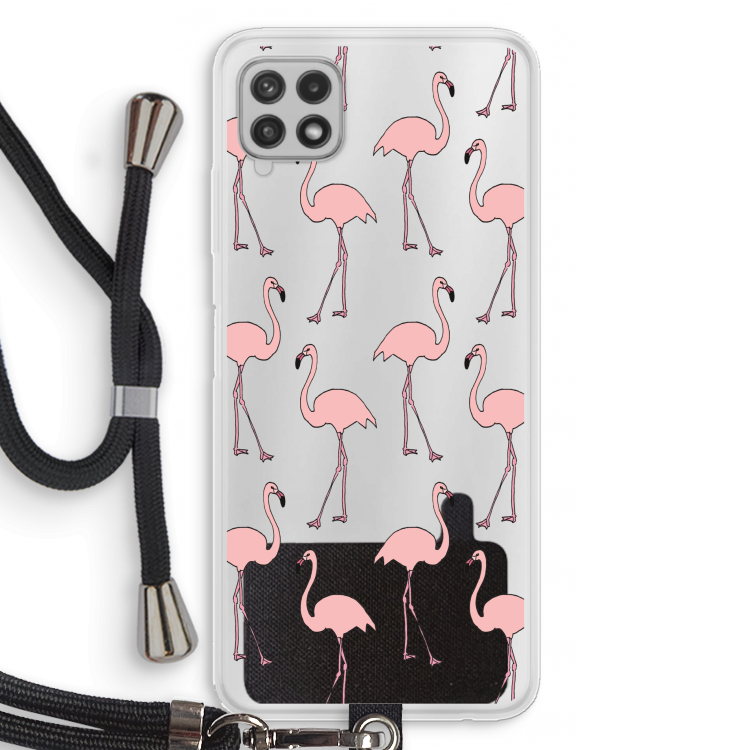 Anything Flamingoes: Samsung Galaxy A22 4G Transparant Hoesje met koord