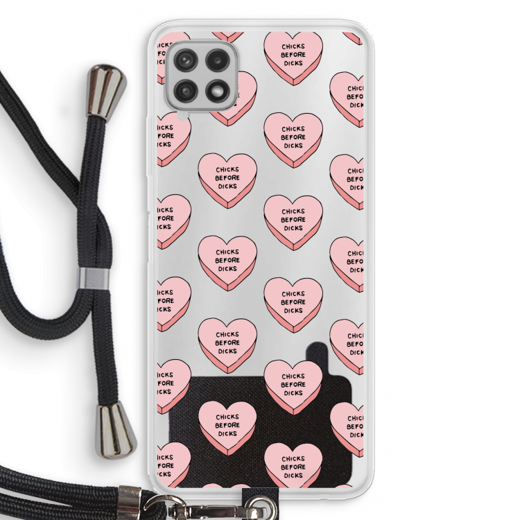 Chicks before dicks: Samsung Galaxy A22 4G Transparant Hoesje met koord