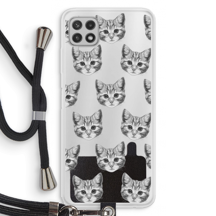 Kitten: Samsung Galaxy A22 4G Transparant Hoesje met koord
