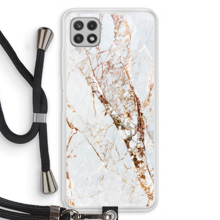 Goud marmer: Samsung Galaxy A22 4G Transparant Hoesje met koord