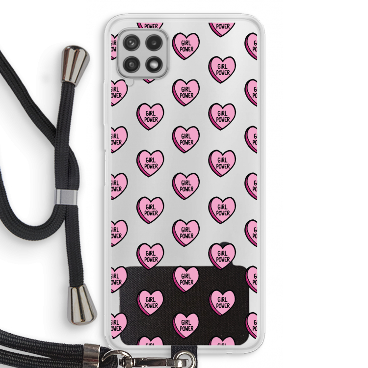 GIRL POWER: Samsung Galaxy A22 4G Transparant Hoesje met koord