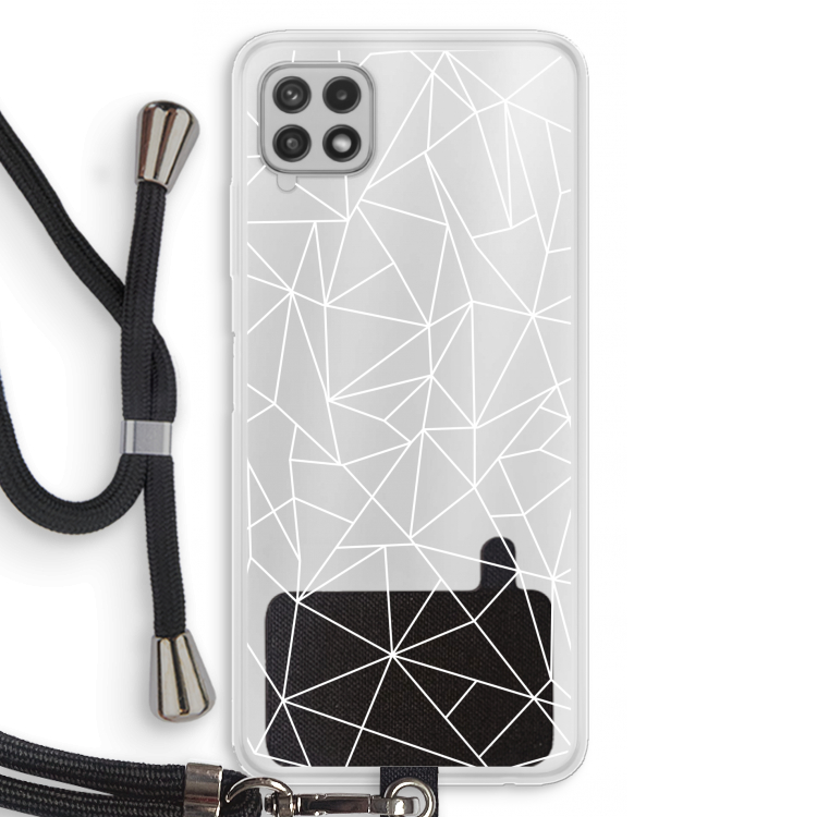 Geometrische lijnen wit: Samsung Galaxy A22 4G Transparant Hoesje met koord