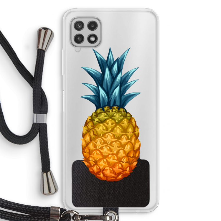 Grote ananas: Samsung Galaxy A22 4G Transparant Hoesje met koord