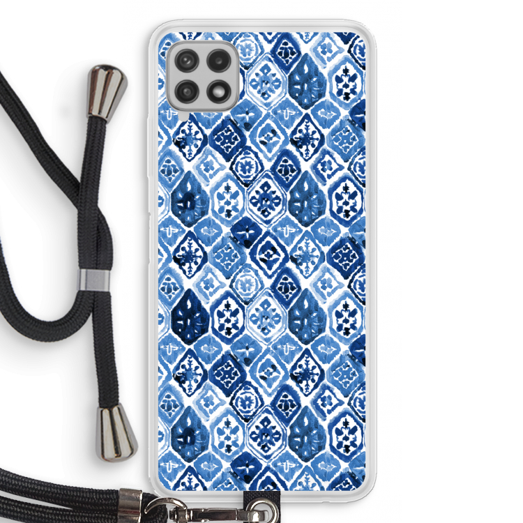 Blauw motief: Samsung Galaxy A22 4G Transparant Hoesje met koord