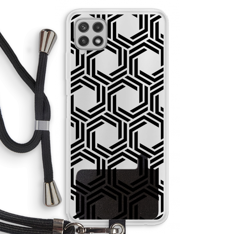 Geometrisch patroon: Samsung Galaxy A22 4G Transparant Hoesje met koord