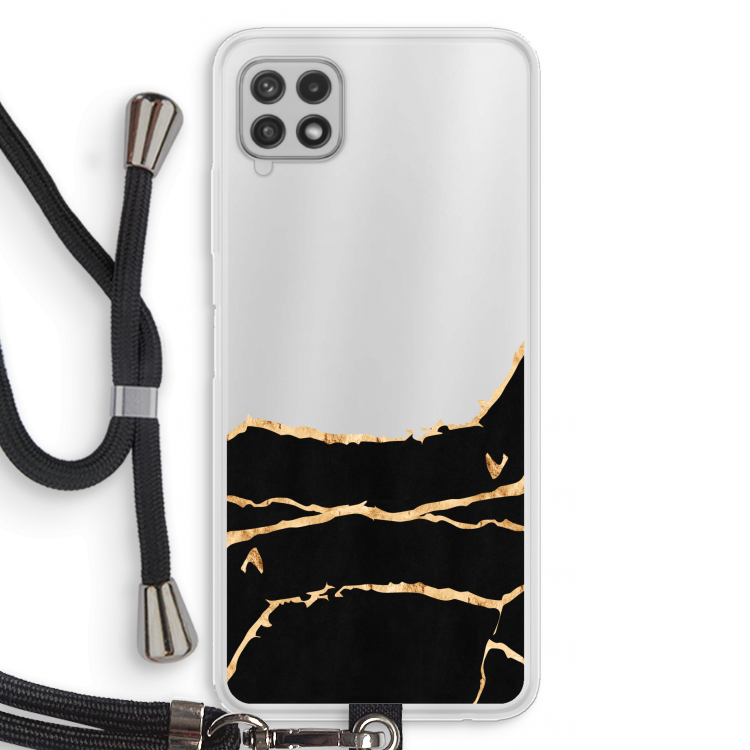 Gouden marmer: Samsung Galaxy A22 4G Transparant Hoesje met koord
