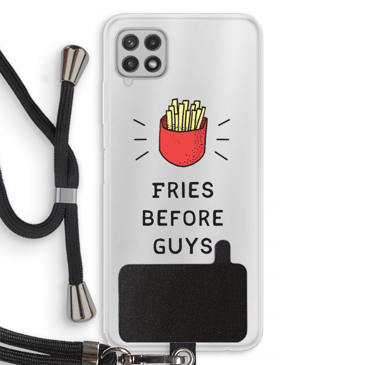 Fries before guys: Samsung Galaxy A22 4G Transparant Hoesje met koord