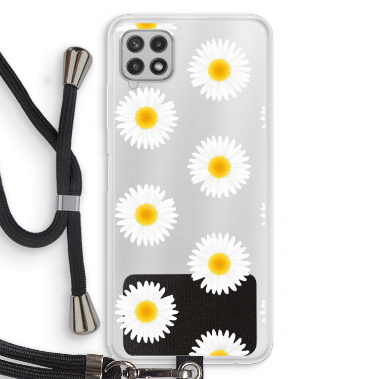 Margrietjes: Samsung Galaxy A22 4G Transparant Hoesje met koord