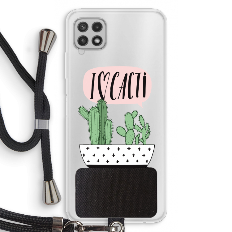 I love cacti: Samsung Galaxy A22 4G Transparant Hoesje met koord