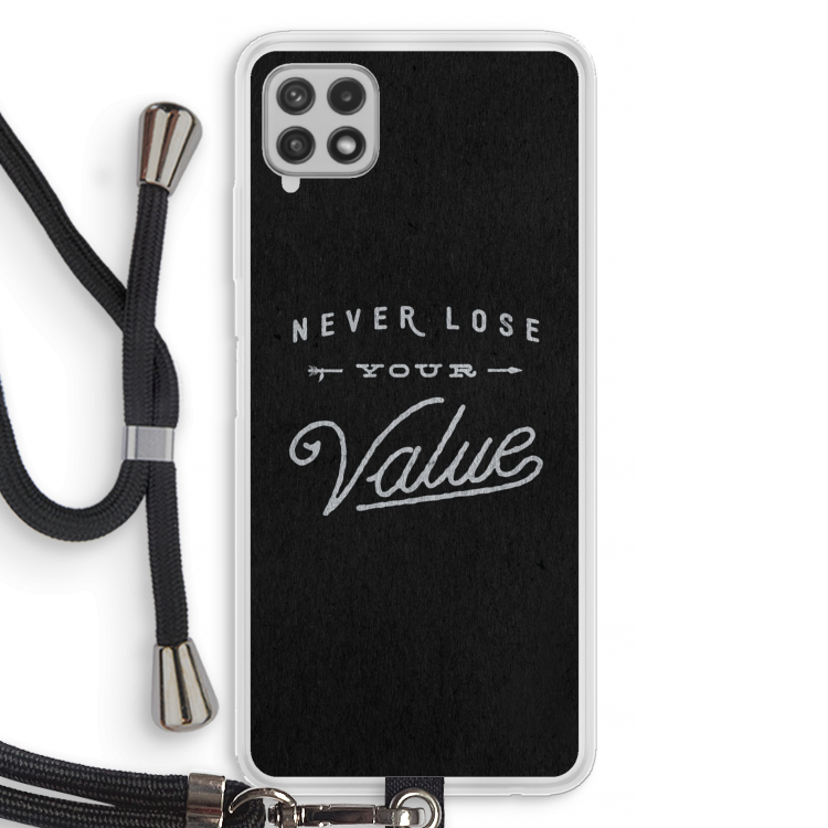 Never lose your value: Samsung Galaxy A22 4G Transparant Hoesje met koord