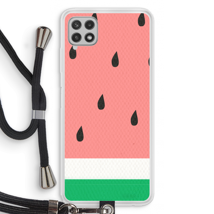 Watermeloen: Samsung Galaxy A22 4G Transparant Hoesje met koord