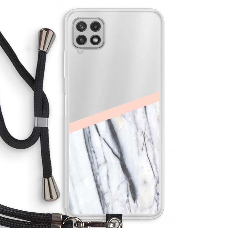 A touch of peach: Samsung Galaxy A22 4G Transparant Hoesje met koord