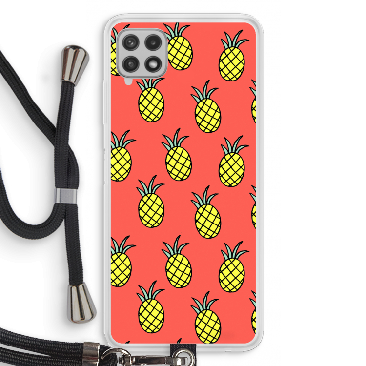 Ananas: Samsung Galaxy A22 4G Transparant Hoesje met koord