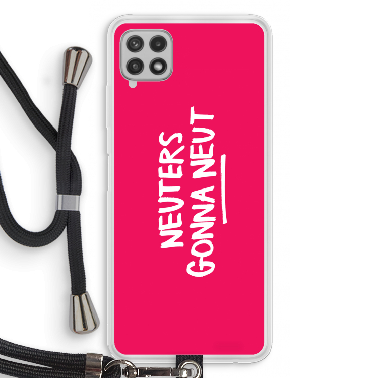 Neuters (roze): Samsung Galaxy A22 4G Transparant Hoesje met koord