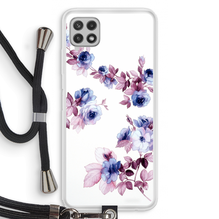 Waterverf bloemen: Samsung Galaxy A22 4G Transparant Hoesje met koord