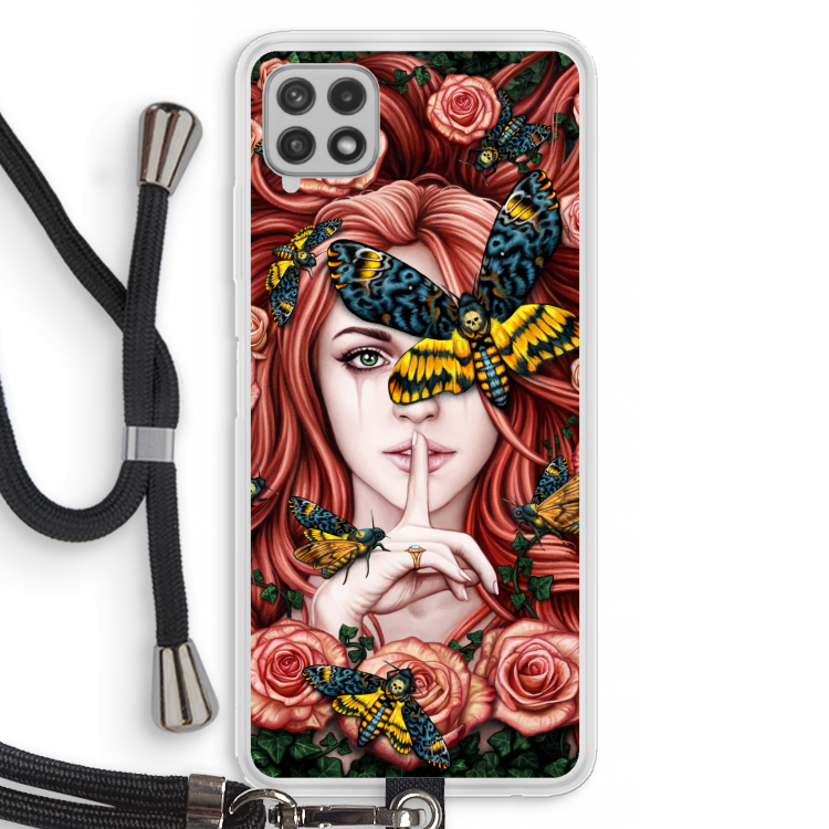 Lady Moth: Samsung Galaxy A22 4G Transparant Hoesje met koord