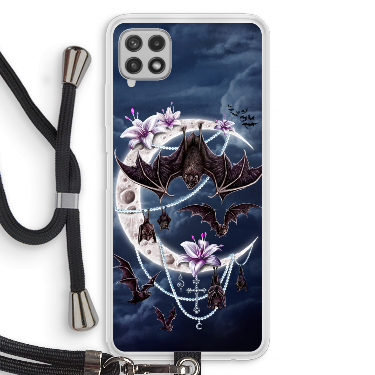 Vleermuizen Maan: Samsung Galaxy A22 4G Transparant Hoesje met koord