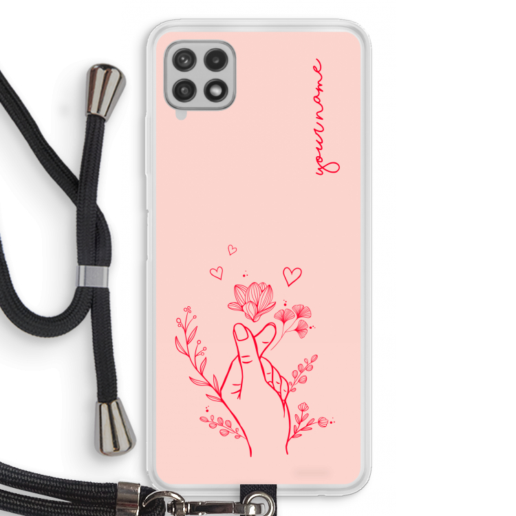 Giving Flowers: Samsung Galaxy A22 4G Transparant Hoesje met koord
