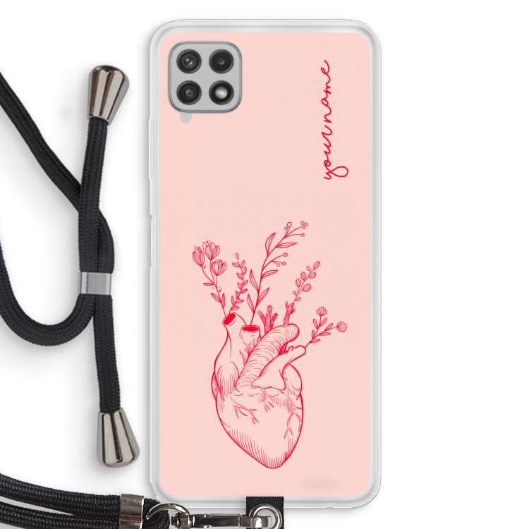 Blooming Heart: Samsung Galaxy A22 4G Transparant Hoesje met koord