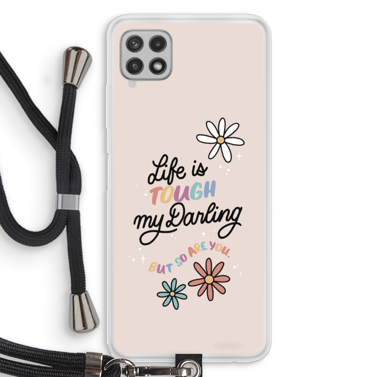 Tough Life: Samsung Galaxy A22 4G Transparant Hoesje met koord