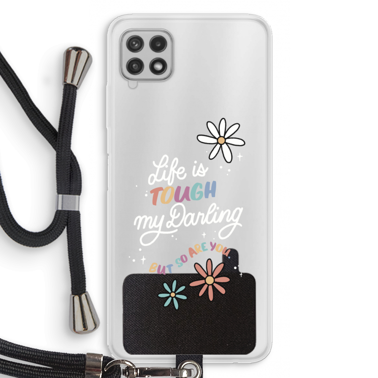 Tough Life: Samsung Galaxy A22 4G Transparant Hoesje met koord