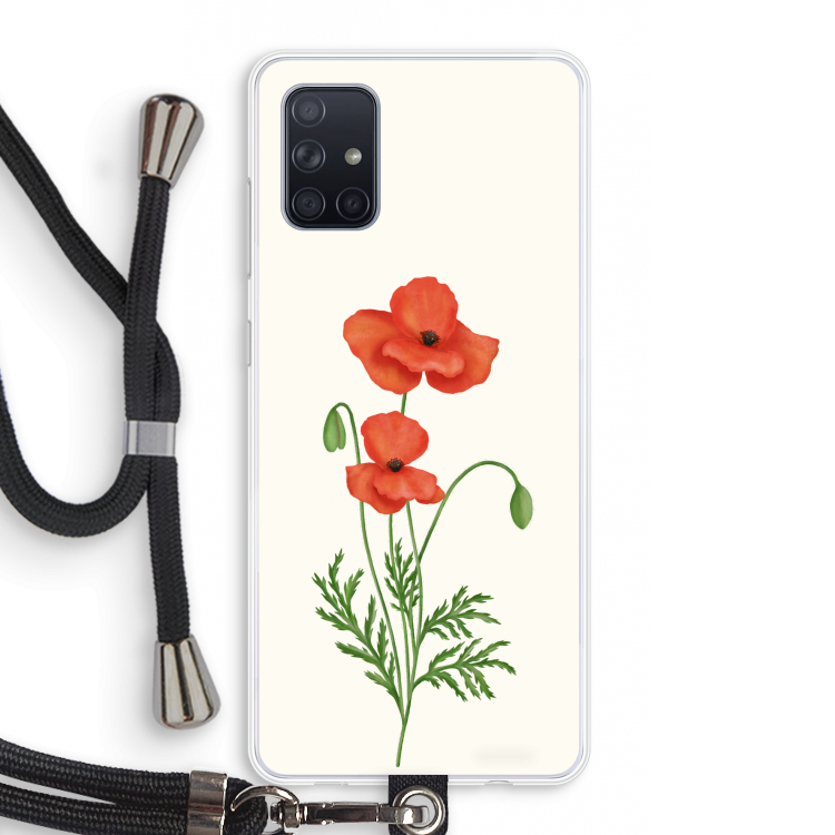 Red poppy: Samsung Galaxy A71 Transparant Hoesje met koord