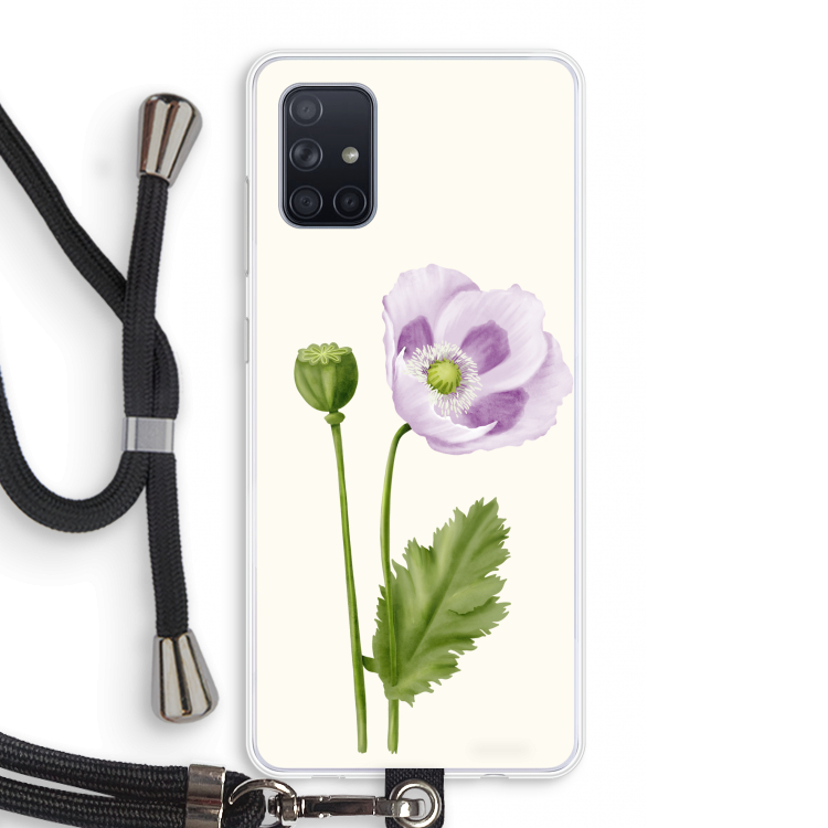 Purple poppy: Samsung Galaxy A71 Transparant Hoesje met koord