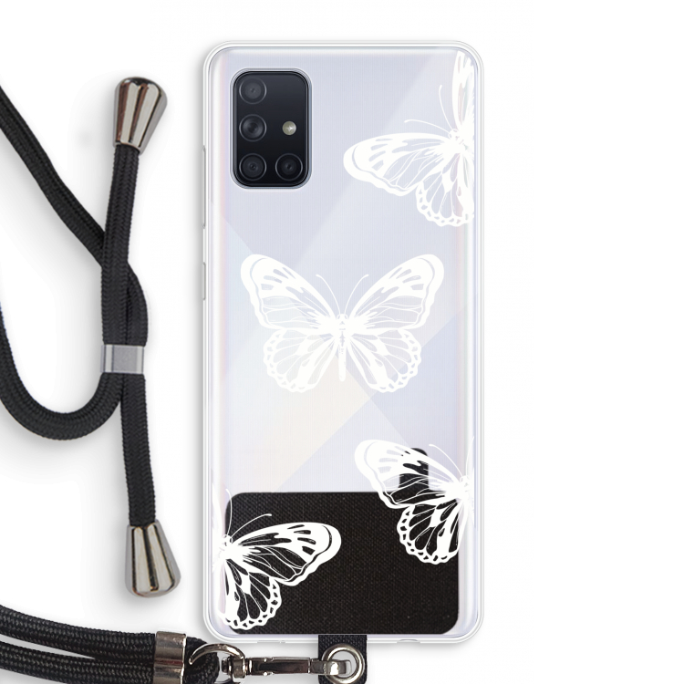 White butterfly: Samsung Galaxy A71 Transparant Hoesje met koord