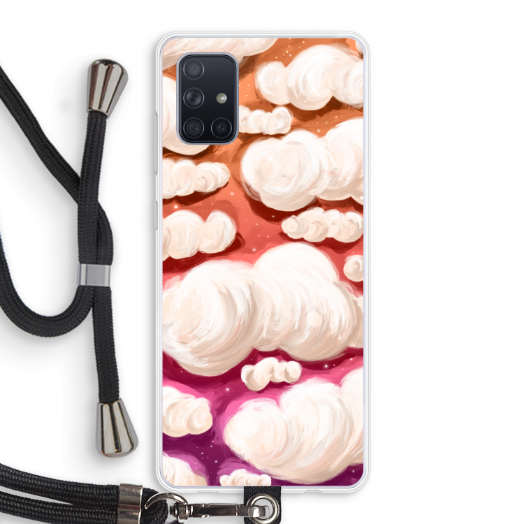 Katoen Wolken: Samsung Galaxy A71 Transparant Hoesje met koord