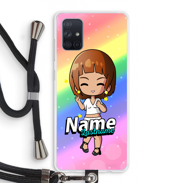 Chibi Maker vrouw: Samsung Galaxy A71 Transparant Hoesje met koord