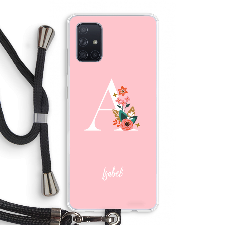 Pink Bouquet: Samsung Galaxy A71 Transparant Hoesje met koord