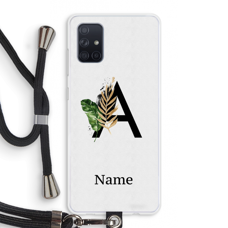 Charcoal Flora: Samsung Galaxy A71 Transparant Hoesje met koord