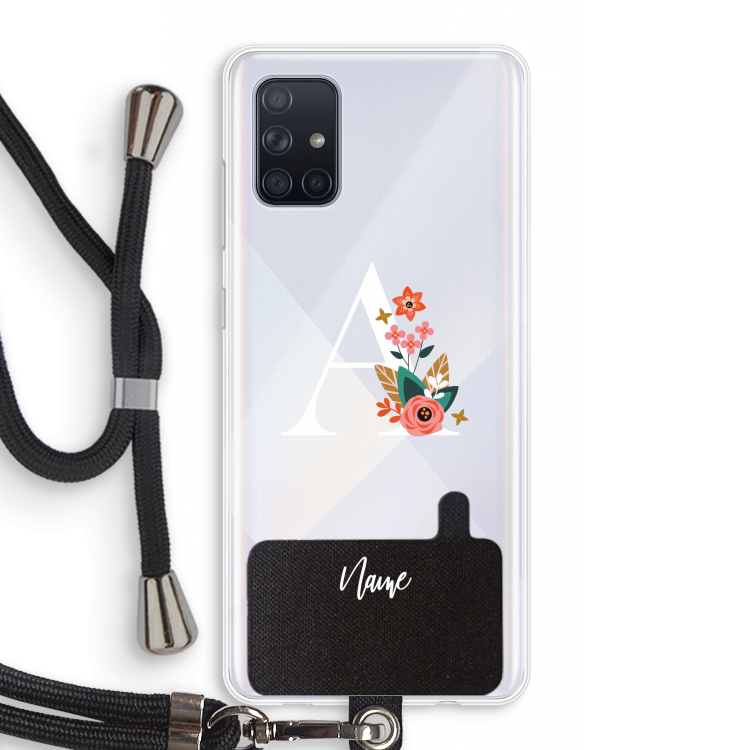 Pink Bouquet: Samsung Galaxy A71 Transparant Hoesje met koord