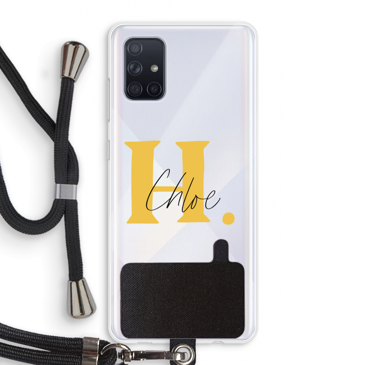 Amber Script: Samsung Galaxy A71 Transparant Hoesje met koord