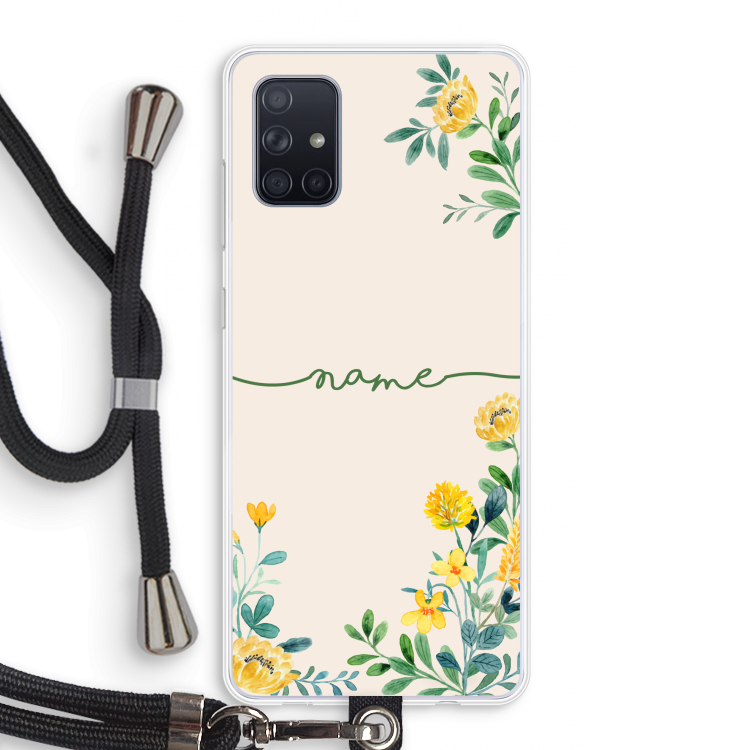 Gele bloemen: Samsung Galaxy A71 Transparant Hoesje met koord