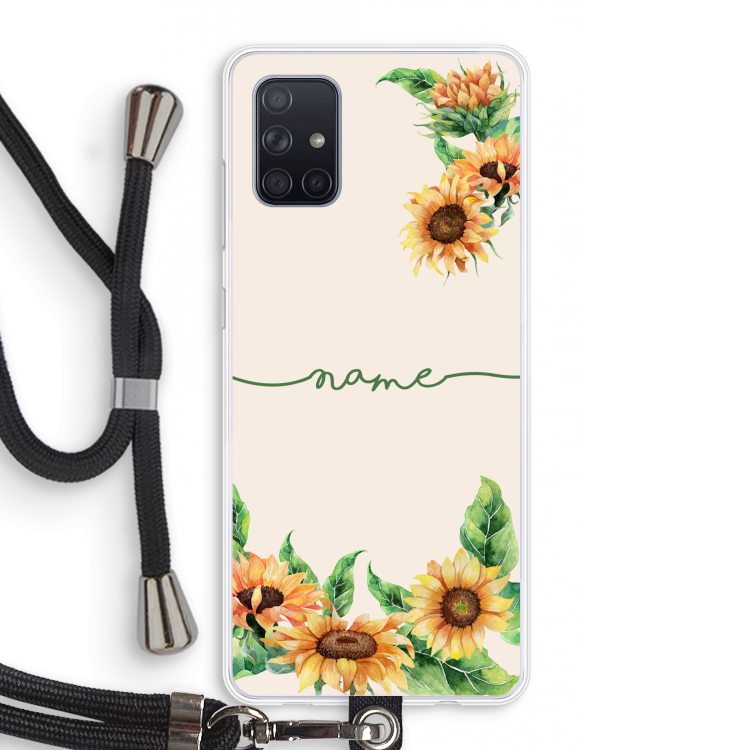 Zonnebloemen: Samsung Galaxy A71 Transparant Hoesje met koord