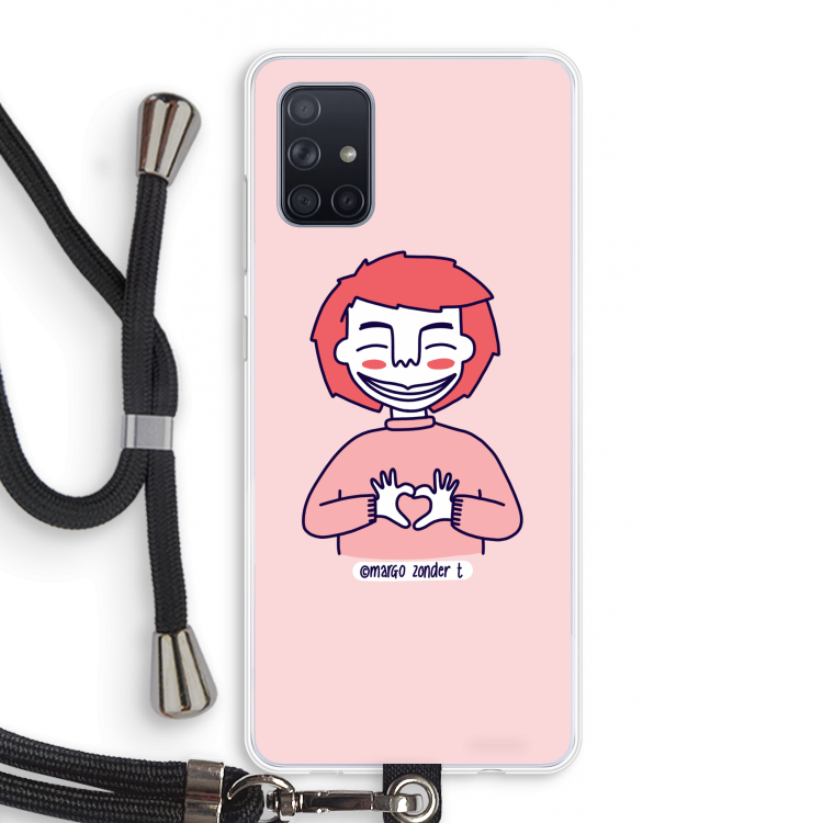Hartje: Samsung Galaxy A71 Transparant Hoesje met koord