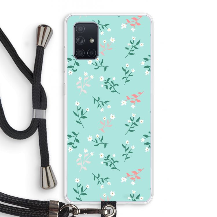 Small white flowers: Samsung Galaxy A71 Transparant Hoesje met koord