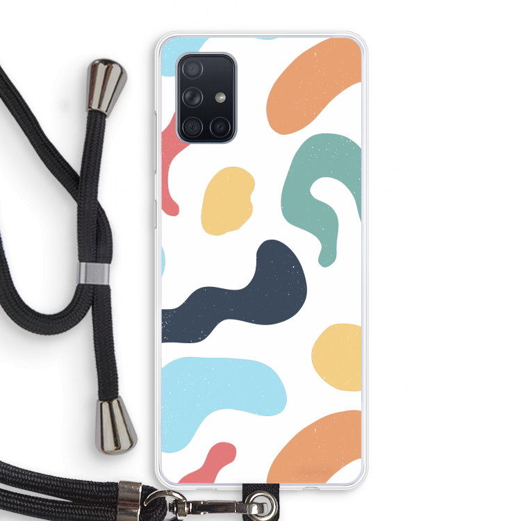 Memphis Shapes Blue: Samsung Galaxy A71 Transparant Hoesje met koord