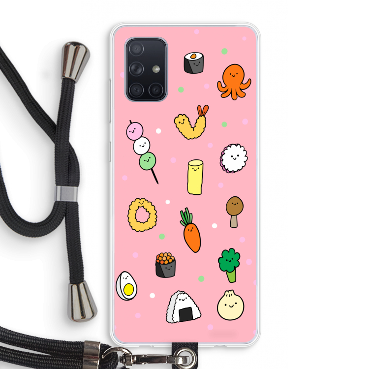 Happy bento friends: Samsung Galaxy A71 Transparant Hoesje met koord