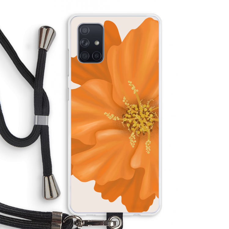 Orange Ellila flower: Samsung Galaxy A71 Transparant Hoesje met koord
