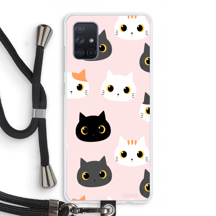 Katten: Samsung Galaxy A71 Transparant Hoesje met koord